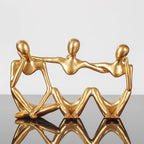 BMLCGJ Thinker Statue Gold Decor Abstract Art Sculpture, Golden Resin Collectible Figurines for Home Living Room Office Shelf Decoration,Great Gifts Ideas (Conjoined Body-Gold)