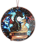 Dragon Gifts for Women Man, Dragon Book, Fantasy Ornament, Gothic Style Decor, Mystical Art Hanging Keepsake, Cosmic Inspired Design, Reading Lover Display, Unique Home Accent, Enchanting Collector