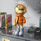 EZ4ENCE Figurine Statue Astronaut Sculpture Spaceman Decor,Sculptures for Home Decor,Arts Orange Shelf Decoration,Cool Metal Mask Table Decor,Large Spaceman Figure Ornament