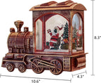 Musical Christmas Snow Globe Lantern Battery Operated with 6 Hour Timer Spinning Water Red Train Singing Lighted Snow Globe Lamp Holiday Decoration Gift(Santa, 10.6 x 4.3 x 8.3 Inches)