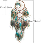 Blue and Brown Large Dream Catcher Wall Decor Crystal Tree of Life Dream Catchers Handmade Feather Dreamcatcher Wall Hanging Ornament for Bedroom Living Room Home Decor
