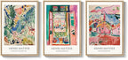 Framed Vintage Matisse Wall Art, Large Set of 3 Piece Colorful Canvas Artwork for Walls, Matisse Retro Landscape Paintings Prints Pictures for Living Room Bedroom Hallway Office Wall Decor 16x24