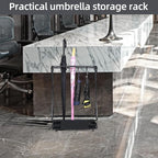 15 Slot Umbrella Stand with 8 Hooks – Heavy Duty Metal Indoor Umbrella Rack Holder with Removable Drip Tray – Large Commercial Entryway Organizer for Office, Lobby or Home
