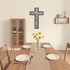 Black Metal Cross Wall Decor Iron Christian Cross for Home Church, Hollow Out Artistic Hanging Ornament, Crosses Wall Decor for Living Room, Bedroom, Decorative Thankful Religious Gift 35.4x23.5 inch