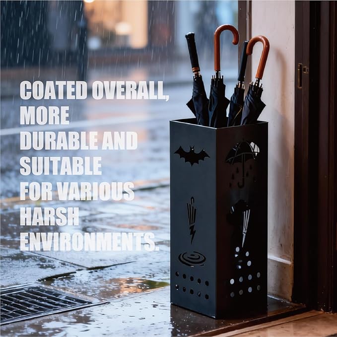Umbrella stand - Metal vertical umbrella stand - Suitable for entrance halls, stores, offices. Dimensions: 6.3 x 6.6 x 16.34 inches