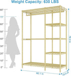 Ulif F2 Clothes Rack, 5 Tiers Heavy Duty Garment Rack for Bedroom, Freestanding Adjustable Closet Storage Organizer, 46.1" W x 15.4" D x 78.3" H, Load 630lbs, Upgraded Gold