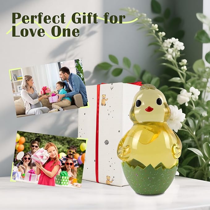 Spring Easter Chick Snow Globe Decor with Swirling Glitter, Easter Egg-Chick Snowglobe with 6H Timer, USB or Battery Operated, Easter Chick Decor for Holiday Spring Home Decor and Gift (Chick)