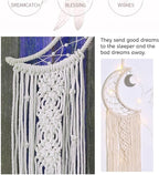 Dream Catchers, Moon Dream Catcher with Lights-Macrame Dreamcatcher Bedroom Wall Decor,Dream Catcher Girls Room Decor Teenager,Moon Gifts Dream Catchers for Boys Mom Women-Catcher Boho Wall Decor