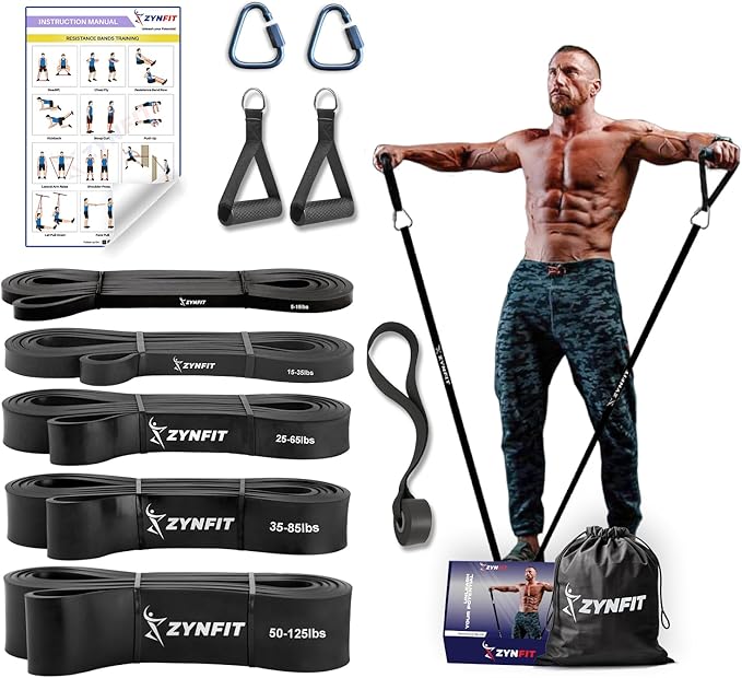 Pull Up Bands, Resistance Bands Set with Door Anchor, 5-Level Pull Up Assistance Bands for Working Out, Workout Bands for Home Gym - Get Free A.I. Workout Plan