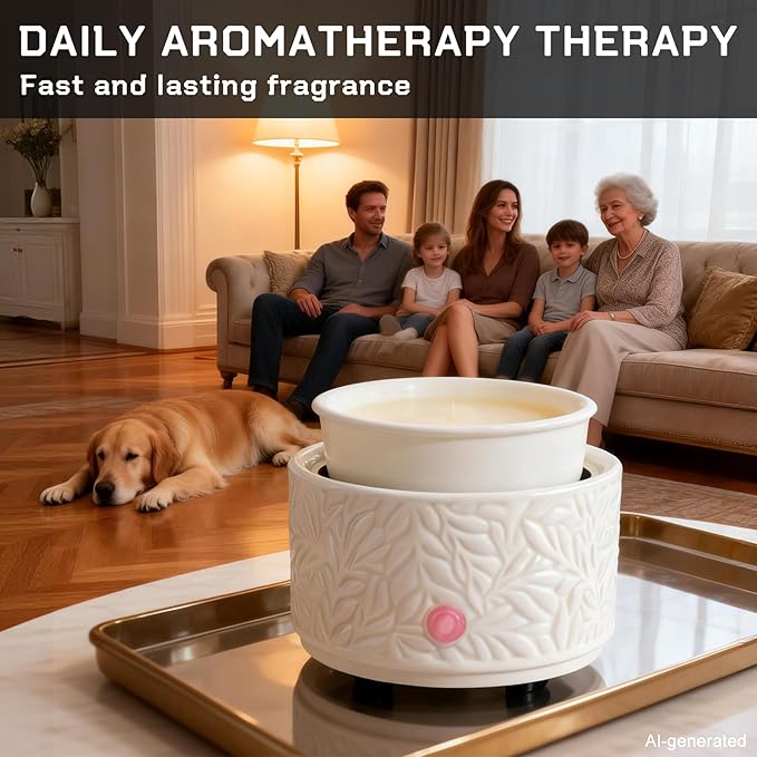 Wax Melt Warmer 3-in-1 Electric, Ceramic Wax Burner for Scented Wax & Essential Oil – Fast Heating, Flame-Free Aromatherapy for Home Office, White