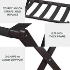 Luggage Rack, Folding Luggage Rack for Guest Room, Brown Bamboo Suitcase Stand Holds up to 131 lb, Luggage Stand with Storage Shelf for Hotel, Bedroom (1 Pack)
