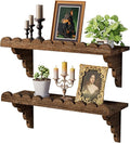 QsQueen Scalloped Wood Wall Shelf – 17 Inch Floating Shelf with Wood Brackets, Easy to Install Rustic Wall Shelf for Living Room, Bedroom, Bathroom, or Any Space