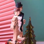 Natural Solid Wood Handcrafted Beech Wooden, Musical FigureTotoro/Carousel/Fairy/Ballerina Figurine,Rotating Hand Crank Mechanism Music Box,Musical Decorations (Lover Riding a wodden Horse)