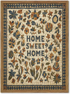 Vintage Mosaic Floral Wall Art Home Sweet Home Tile Florals Wall Decor Painting, Retro Country Boho Poster Canvas Print Picture for Living Room Bedroom 12x16 inch Wood Framed