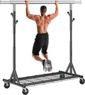 Garment Rack Load 530lbs,Heavy Duty Rolling Clothes Rack With Sturdy Wheel And Shelves, Adjustable Portable Hanging Rack For Clothes, Chrome Stainless Steel, Black
