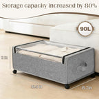 Under Bed Storage with Wheels, 2 Pack Under Bed Storage Containers, 10.6 inches Tall Underbed storage bins on Wheels, Rolling Under the Bed Metal Drawers for Clothes, Blankets, Shoes (XXXL, 90L)