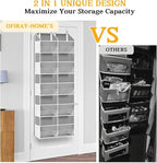 2 Pack Over The Door Organizer 5 Tiers, Extra Large Behind Door Storage of 10 Compartments, 80 lbs Weight Capacity Over Door Organizer, Door Hanging Organizer for Closet, Diaper Organizer, Light Gray