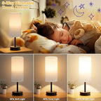 Dicoool White Touch Table Lamp with USB - 3 Way Dimmable Bedside Lamp for Nightstand, Bedroom Lamp with Black Charging Station for Desk, Office, Kids Room, Dorm, Small