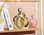 Quoowiit Ceramic Couple Sculptures for Home Decor, Abstract Lover Statue for Shelf, Office, Living Room, Bedroom Decorations, Gifts for Anniversary, Valentine's Day, Birthday