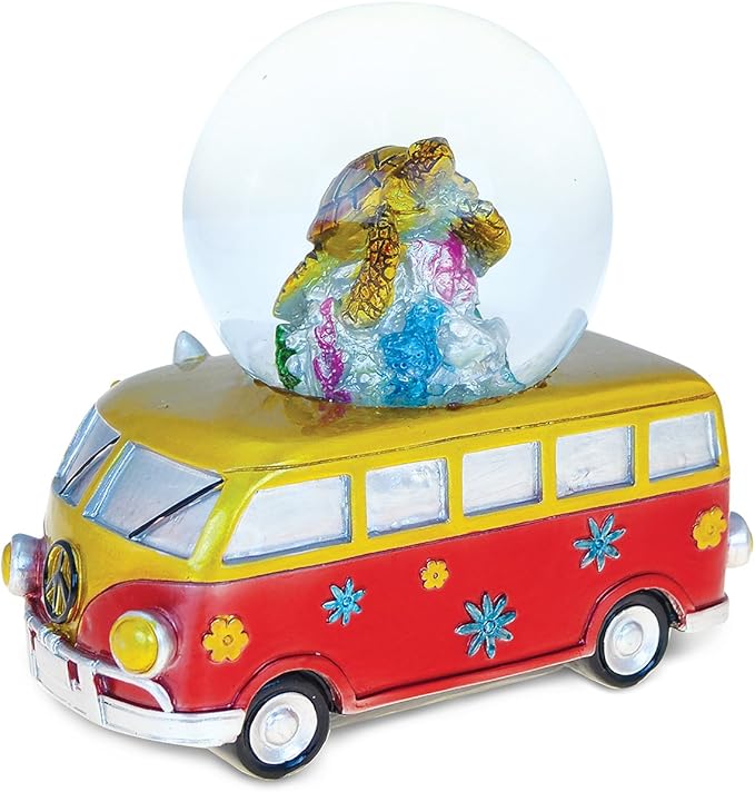 COTA Global Van with Sea Turtle Snow Globe - Water Globe Figurine with Sparkling Glitter, Collectible Novelty Ornament for Home Decor, for Birthdays, Christmas, and Valentine's Day - 65mm