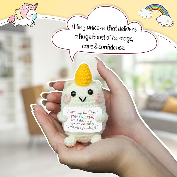 OASSIE Kindergarten Graduation Gifts for Kids - Positive Crochet Animals Unicorn Plush - 6 7 8 9 10 11 12 Year Old Birthday Preschool Teen Girl Gifts Trendy Stuff for Kids Teens Sister Daughter