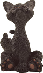 JFSM INC. Catitude Whimsical Smiling Cat Raising Middle Finger Figurine - Hilarious Get Ready for Laughs - Stress Relief - Gifts for Cat Lovers,