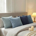 Fancy Homi 4 Packs Decorative Throw Pillow Covers for Living Room Couch Bed, Modern Farmhouse Boho Home Décor Accent Cushion Case, 22" x 22", Blue Series