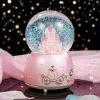 Snow Globes,Pink Castle Music Snowglobes with LED Lights,Automatic Snow Fall Effect,Home Decor for Kids Room Essentials Birthday Christmas Festival Gift for 5-16 Year Old Girls (Pink1)