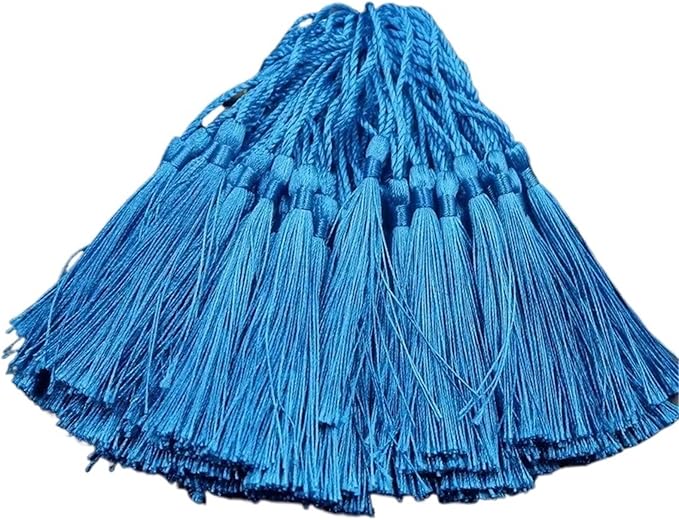 Tassels for Decoration 13cm/5 Inch Silky Floss Bookmark Tassels Hanging Rope for Jewelry Making DIY Craft Accessory(Blue)