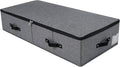 Omygarden Under Bed Storage Bins with Lids, Closet Organizers, Foldable Under-bed Storage Baskets for Sheets, Clothes, Quilts, Sweaters, Wrapping Paper, 35x16.5x7inch, Black Gray, 1PCS