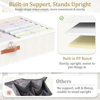 Yawinhe Under Bed Storage, 2 Pack Closet Organizers, Collapsible Container Bags, with Sorting Card Slot and 4 Leather Handles, for Blanket, Bedding, 23.6''Lx11.8''Wx6''H, Beige