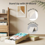 2-Pack Under Bed Storage, 6 Inches Tall Closet Organizers and Storage Bins with Sturdy Sidewalls/Bottom/4 Handles, Beige