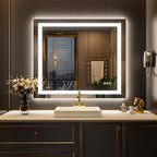 LOAAO 44"X36" LED Mirror for Bathroom, Lighted Bathroom Mirror with Lights, Anti-Fog, Dimmable, Memory Function, Clear Reflection