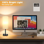 PartageiZ White Bedroom Lamps Set of 2-3 Way Dimmable Touch Table Lamps with USB C and A Ports, Bedside Lamps for Nightstand with AC Outlet, Small Desk Lamps with Black Base for Office Hotel