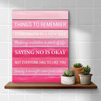 Inspirational Pink Wall Art Decor, Preppy Motivational Room Sign, Pink Positive Canvas Posters Art Work for Home Office Bedroom Living Room Kitchen Bathroom (11.5 X 15 Inches, Framed)