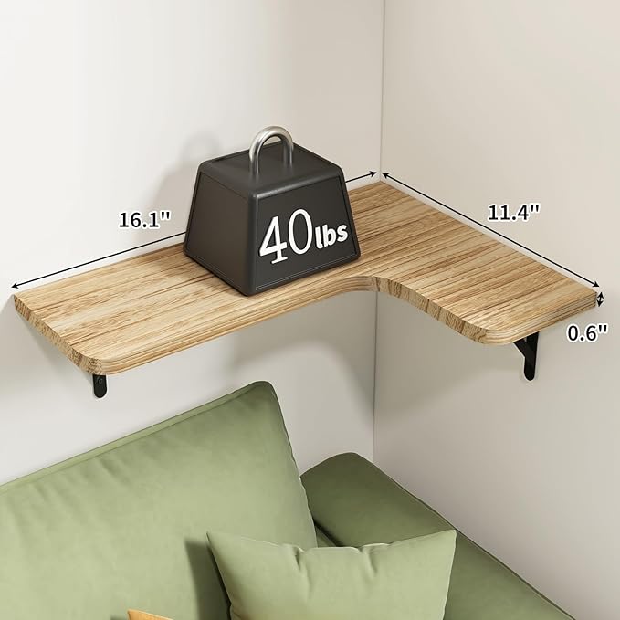 Fixwal Floating Shelves for Wall Set of 5, Rustic Wood Wall Mounted Corner Shelf for Bathroom, Kitchen, Bedroom, Home Decor, Laundry Room, Living Room (Carbonized Black)