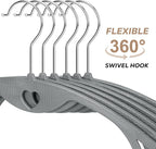 Grey Plastic Hangers 50 Pack: No Shoulder Bumps Ultra Thin Plastic Hanger for Space Saving, Suits, Heavy Duty Coat Clothes Shirt Dress