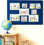 Cork Board Alternative, Decorative Foldable Felt Bulletin Board 24 * 16 Inches, Alternative Photo Board Self-Adhesive Vision Board, Decorative Pin Board (Rectangle Dark Blue)