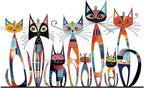 Wesiti Cat Wall Art Decor Iron Wall Sculptures Decor for Cats Lover 11.81 x 7.2 Inches Colorful Retro Mid Century Cat Signs for Home Living Room Bedroom Kitchen Office