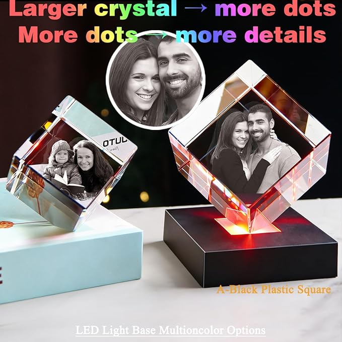 3D Crystal Photo Personalized,Customized Birthday Gifts for Women,Wife Baby, Girlfriend,Him,Custom Anniversary,Memorial Gifts