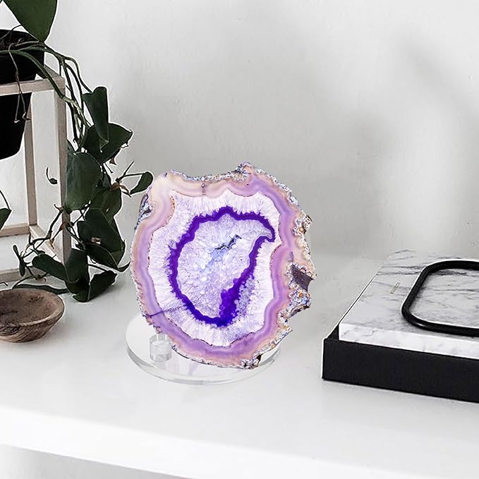 Hipiwe Acrylic Display Easel Rock Display Stand Three-Peg Display Easel Stands for Mineral Crystal Geodes Coral Fossil Small Collectibles Display Stands with Round Base,4 Pack