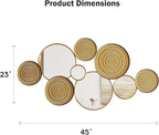 Gold Mirrors Wall Decor Metal Round Home Art Decor Decorative Modern Circle Mirror Wall Art Sculpture Hanging Decorations for Home Living Room Office