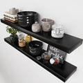 BAOBAB WORKSHOP Wood Floating Shelves for Wall 36 Inches Long - Heavy Duty Wall Shelf for Bedroom, Solid Wooden Bathroom Shelves Large 36 Inch Kitchen Farmhouse - Black Shelf, 36W × 6.7D, Set of 2
