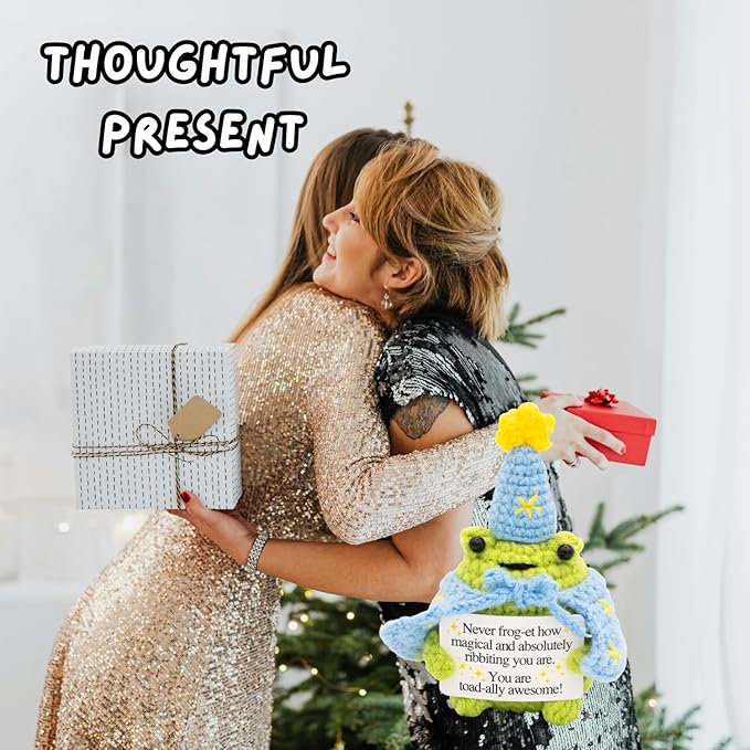 Handcrafted Crochet Magical Frog Lover Doll, Small Decorative Plush Figure, Yarn Material, Wizard Witch Theme, Inspirational Signs, Stocking Stuffer for Her Women