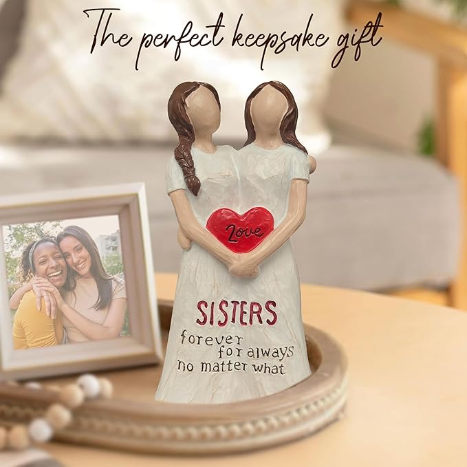 Sisters Gift from Sister - Sister Figurine for Women, Best Friends, Sister-in-Law - Friendship Gift for Christmas, Birthday & Mothers Day, Sculpted Hand-Painted Resin Statue