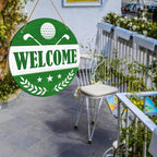 HSNBT Golf Ball Welcome Sign for Front Door, Golf Ball Welcome Sign Decor for Porch Yard Sport Wall Hanging Signs Decorations Gift for Golfer Golf Lover