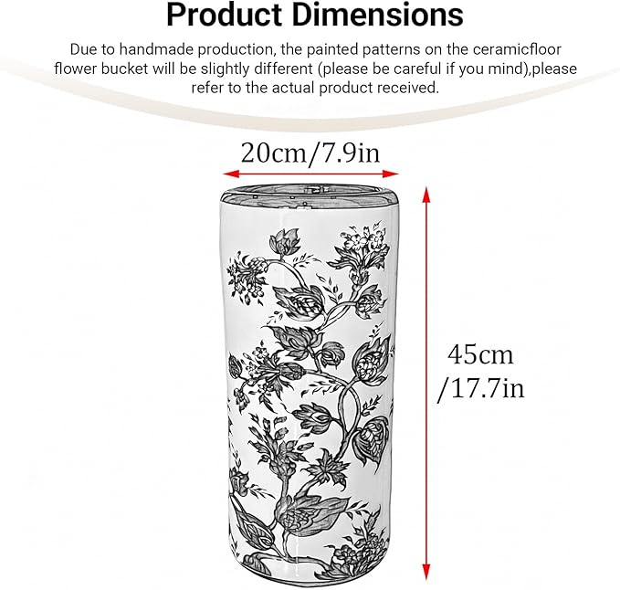 Ceramic Umbrella Stand Umbrella Holder for Entryway Hand-Made Umbrella Stand Barrels Umbrella Holder Cane Floor Standing Vase Ceramic Storage Bucket for Home Office Entrance Indoor.(Red 201)