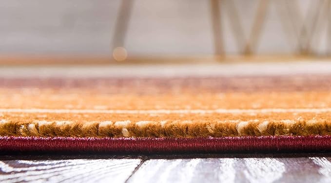 Unique Loom Barista Collection Area Rug - Mundo Nova (4' 1" Round, Beige/ Blue)