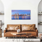 San Diego Skyline Wall Art Night View USA Cityscape Wall Decor Nature Sunset Picture California Landscape Canvas Prints Painting Poster Modern Artwork for Bedroom Living Room Home Decoration 20x40”