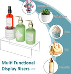 Acrylic Shelf Riser 10x4.7x3 pack of 2, Desktop Rectangular Acrylic Tray Pedestal Stand for Home Décor, Figures, Manga or Other Collectibles, 10x4.7x3 Inch